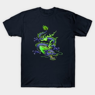 Chinese Green And Blue Spring Dragon Mythical Creature 2 T-Shirt